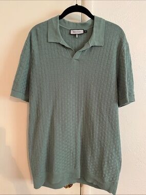 Mauvais Men's Knit Polo in Sage Green